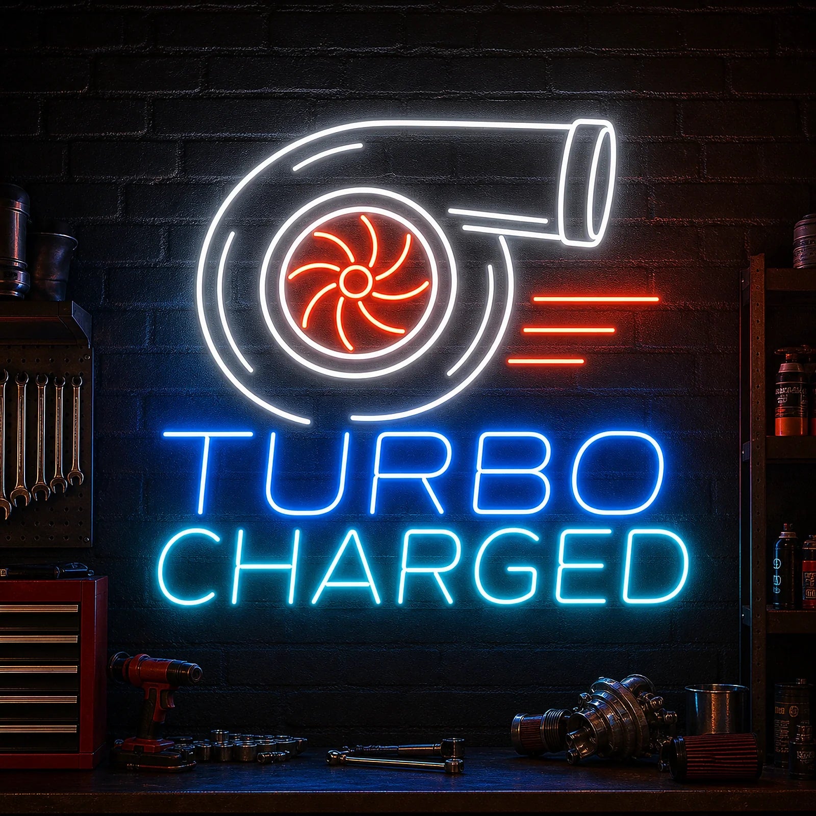 Turbo Charged Garage Neon Sign