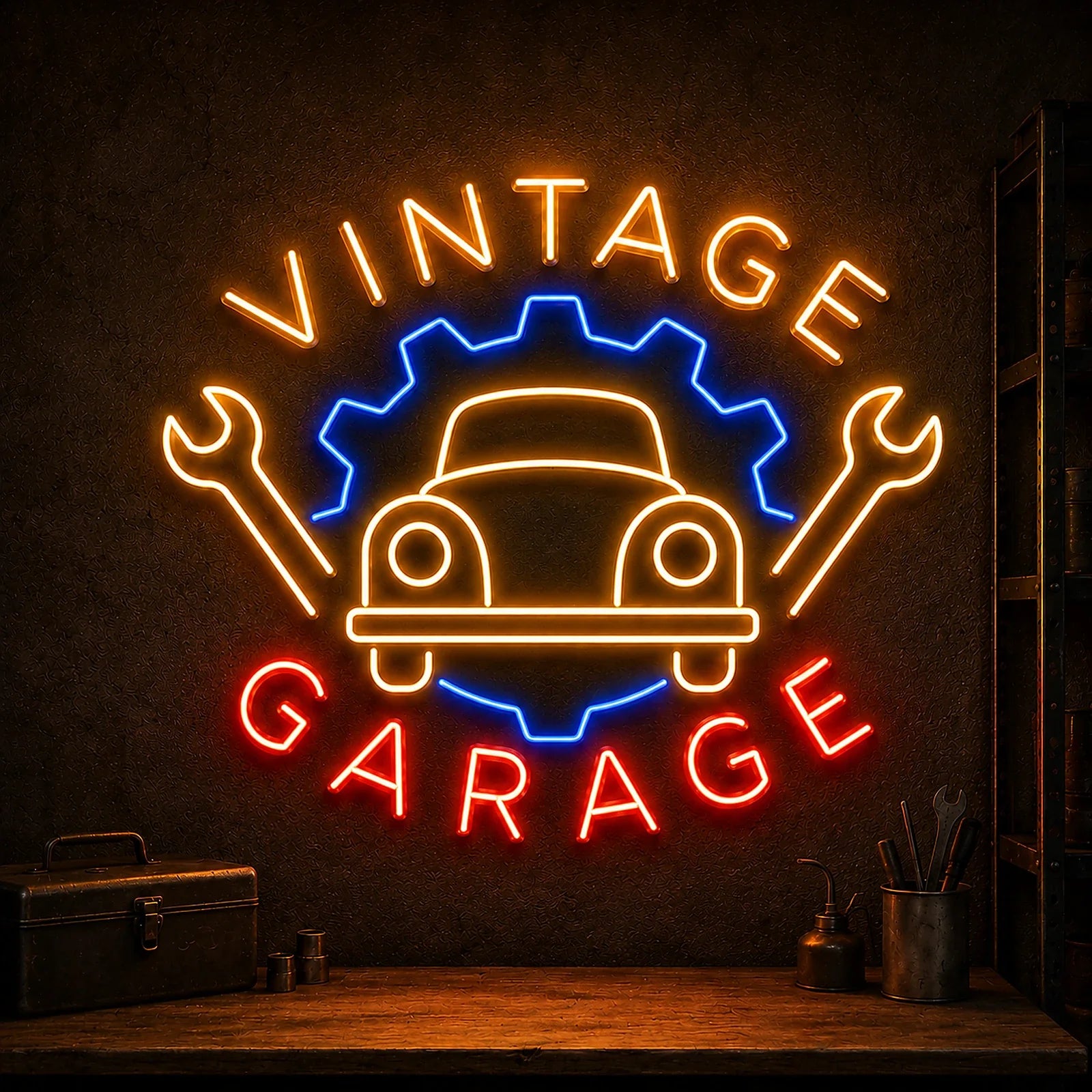 Vintage Garage Neon Sign for Classic Workshop Decor
