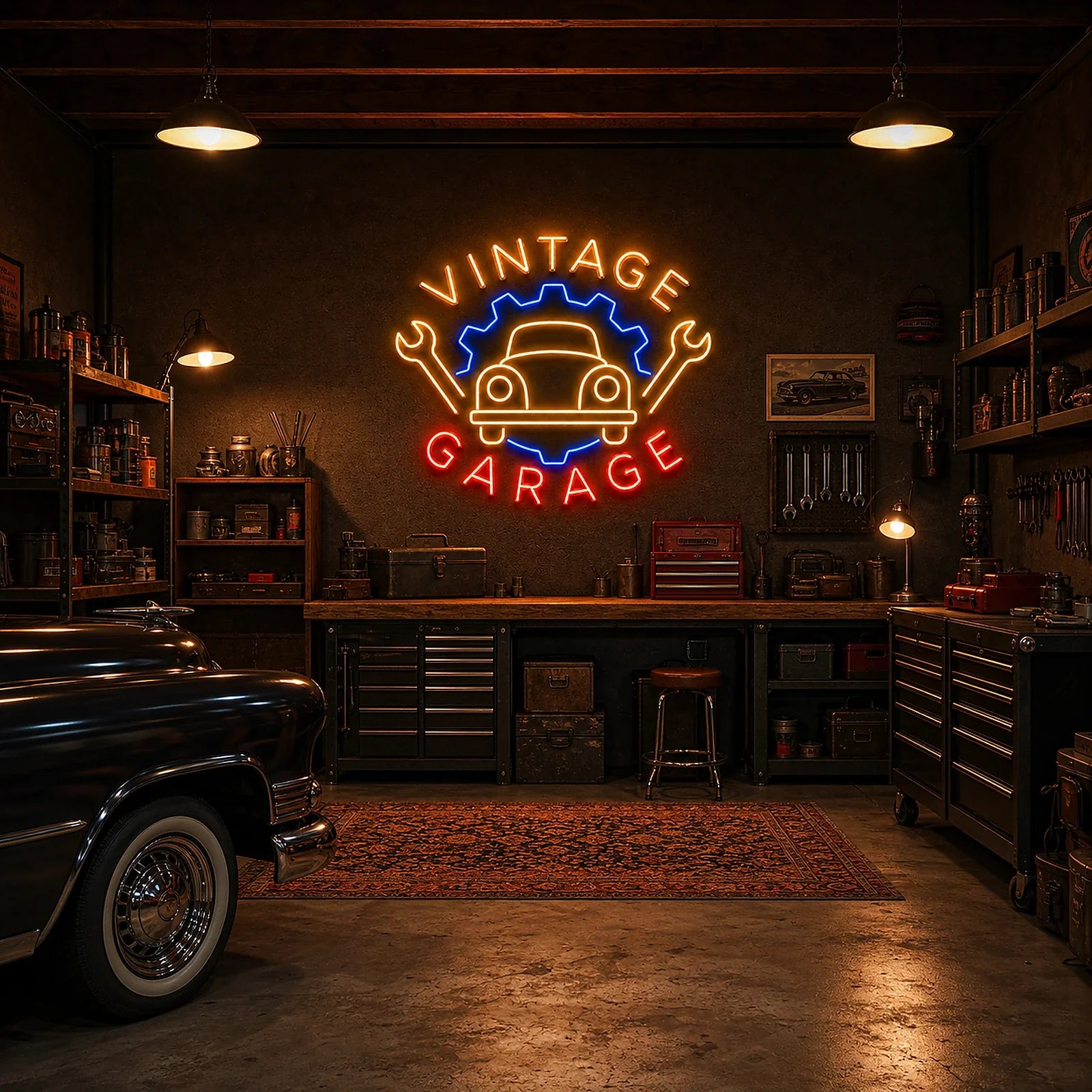 Vintage Garage Neon Sign for Classic Workshop Decor