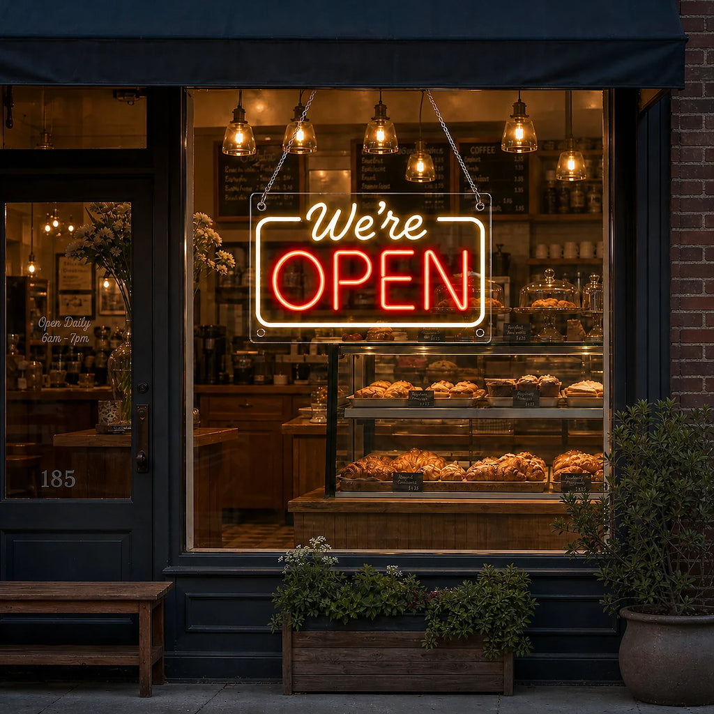 Come In, We're Open Neon Sign for Business Window