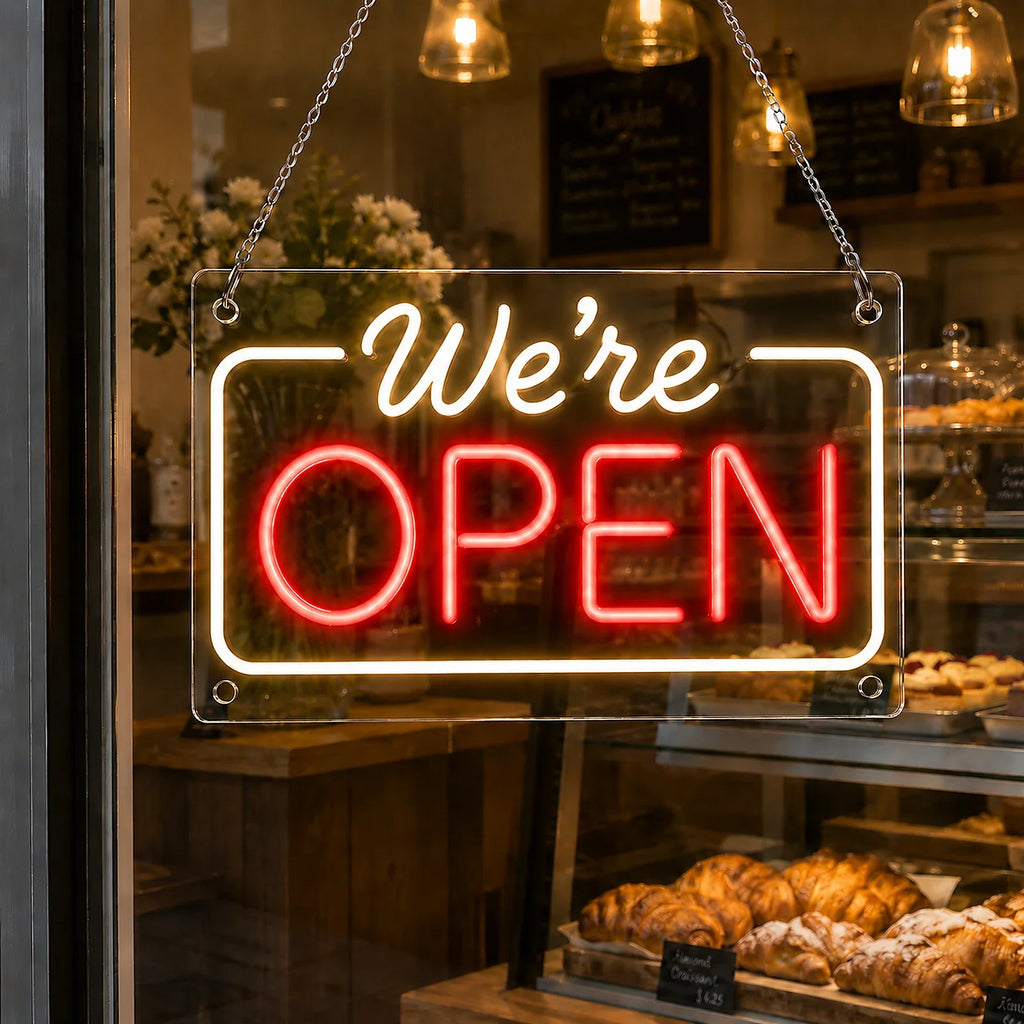 Come In, We're Open Neon Sign for Business Window