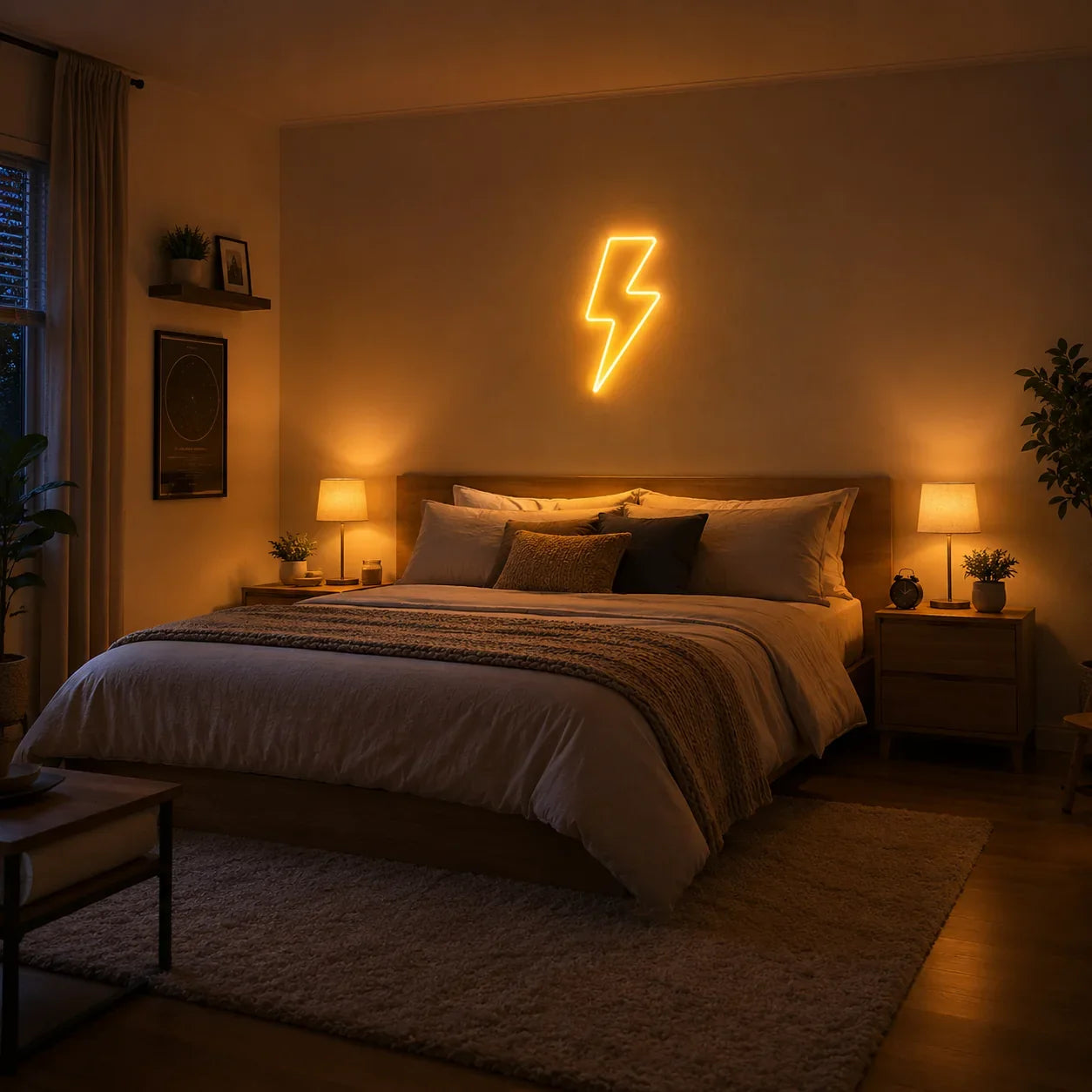 Lightning Bolt Neon Light for Bedroom Wall