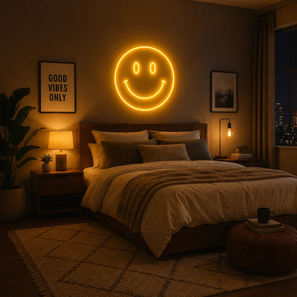 Smiley Face Neon Sign for Bedroom Decor
