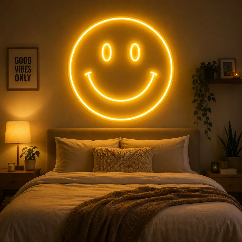Smiley Face Neon Sign for Bedroom Decor