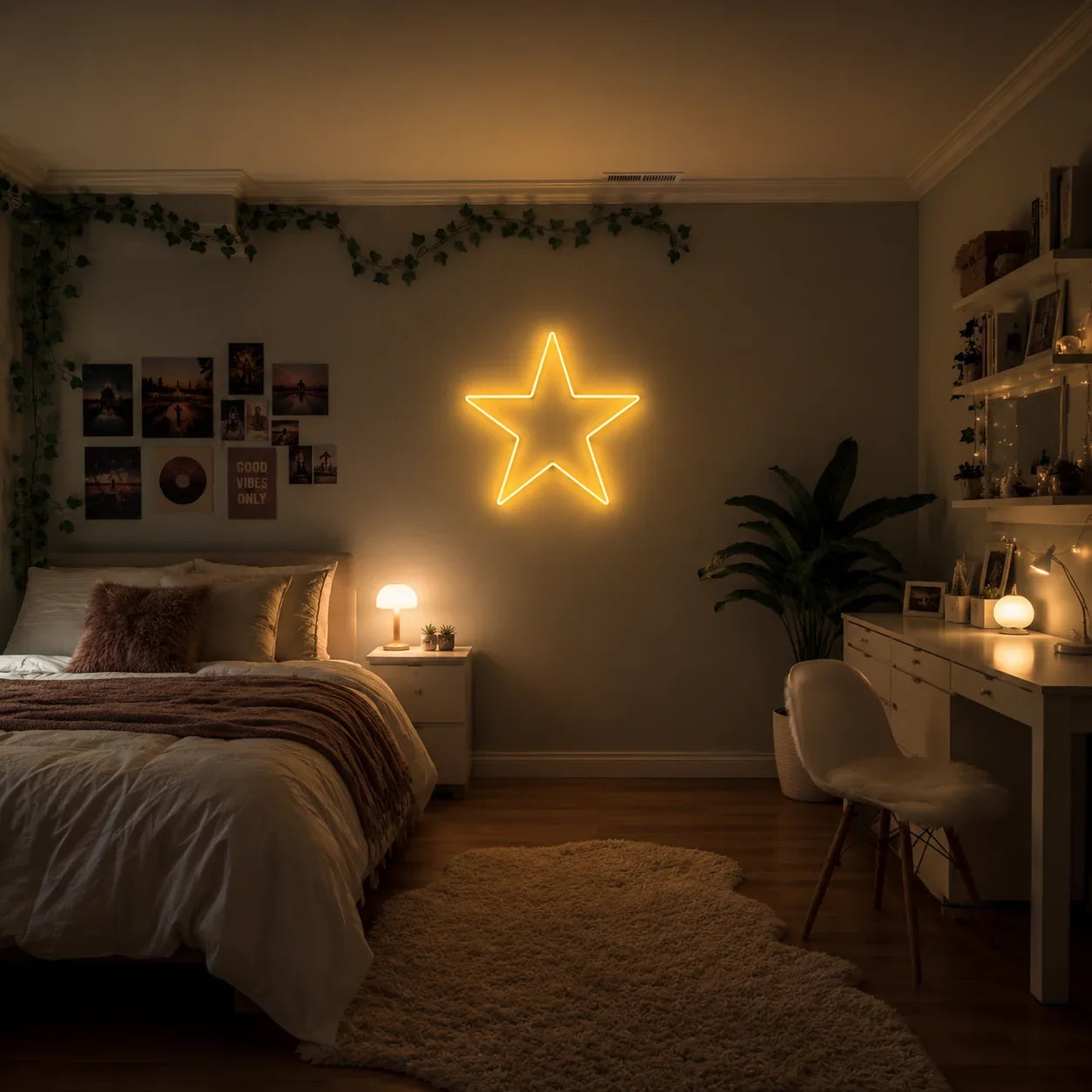 Star Neon Sign for Bedroom Wall Decor